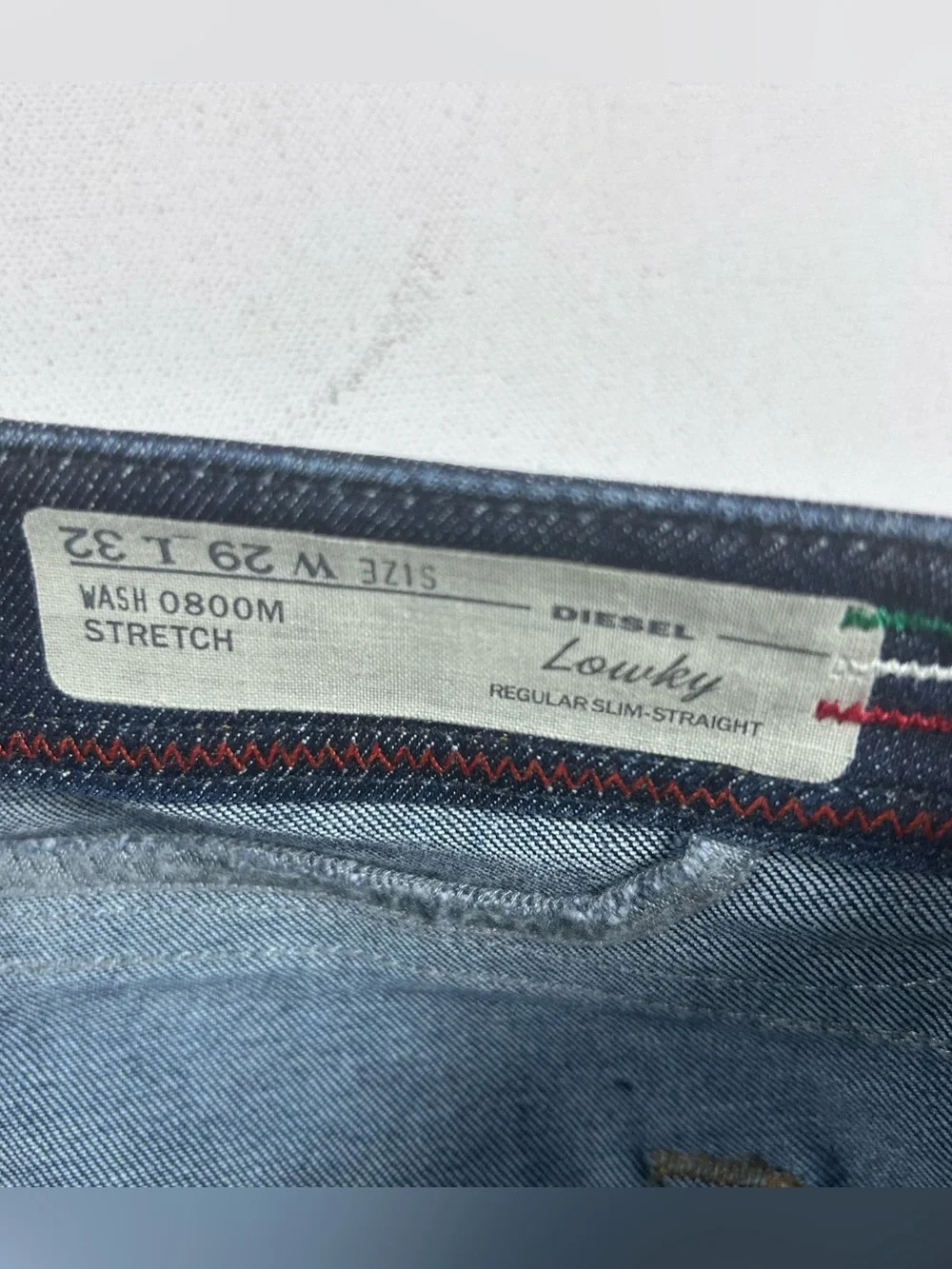Diesel Jeans Mens Fits: 32x28 Blue Lowkey Regular Sim Straight Marbling Distress